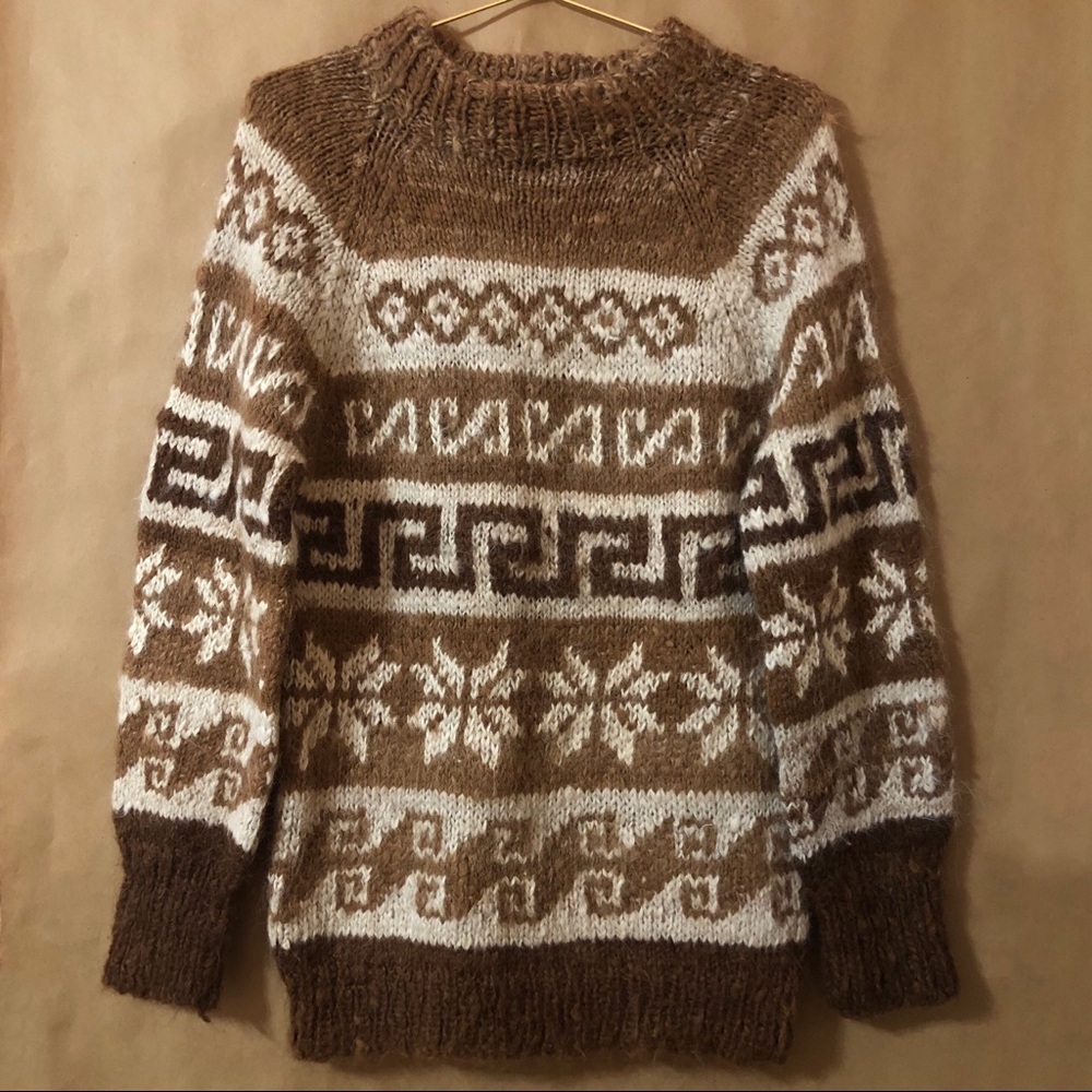 Handmade Bolivian Alpaca Wool Sweater Traditional Andean Folk Knit Pullover